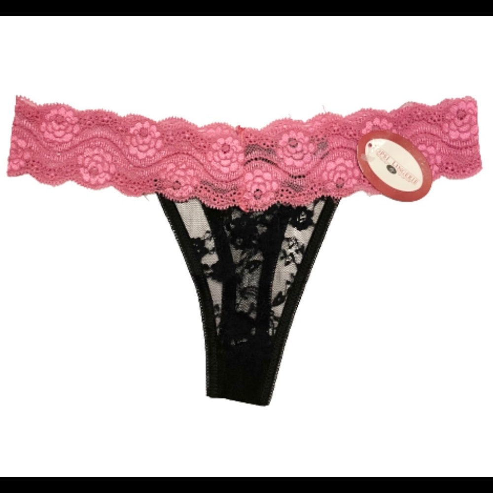 Popsi Lingerie sexy pink & black Lace Thong S
